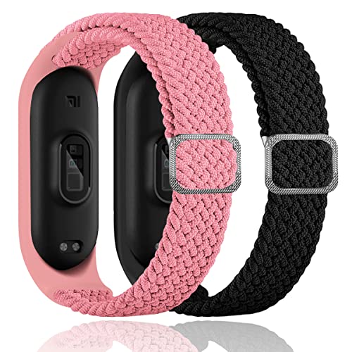 Smartwatch Mujer Xiaomi 2 Pack Correa de Repuesto Elástica Compatible con Xiaomi Mi Band 6/5/4, Moda Transpirable, Adecuado para Mujeres y Hombres,...