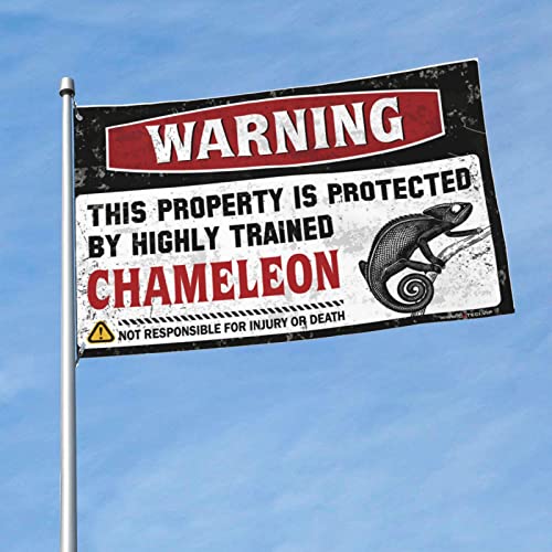 大学寮の面白い旗 警告 この物件は高度な訓練を受けたカメレオンフラッグによって保護されています 寝室の装飾 男の子の寝室の装飾(サイズ:30X45CM)