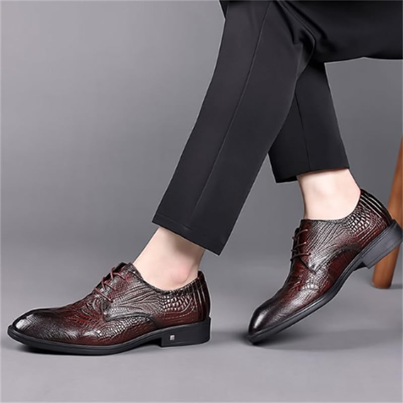 Men's Leather Shoes Business Casual Shoes Commuting Shoes Lace-up Design Breathable Insole Soft Oxford Dress Shoes(D,7.5)4