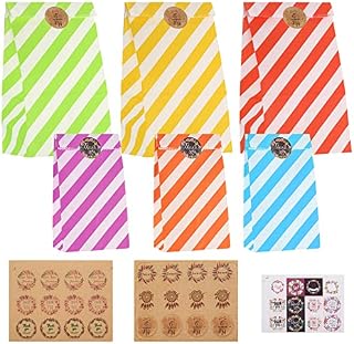 30 Pcs Paper Party Bags, Kraft Candy Bags, Gift Treat Bags, Sweets Favour Bags, Goodie Bags with Sealing Stickers for Birthday Wedding Christmas Halloween Gifts Bags