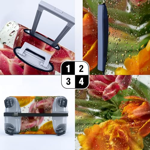 Travel Luggage Cover Suitcase Protector Scratch-Resistant Fit Not Included Suitcase Flowers Behind Condensed Glass M-22-24in4