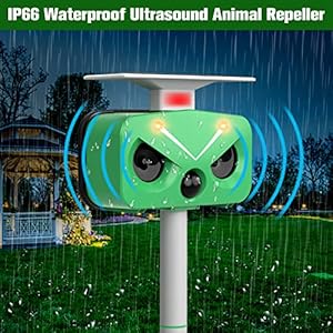 Ultrasonic Animal Repeller, 2024 New 4 Modes Solar Powered Animal Repeller, Cat Repellent Outdoor Animal Deterrent with Motion Sensor & Flashing Light for Dogs,Cat, Bird,Squirrels,Raccoon,Rabbit,Fox