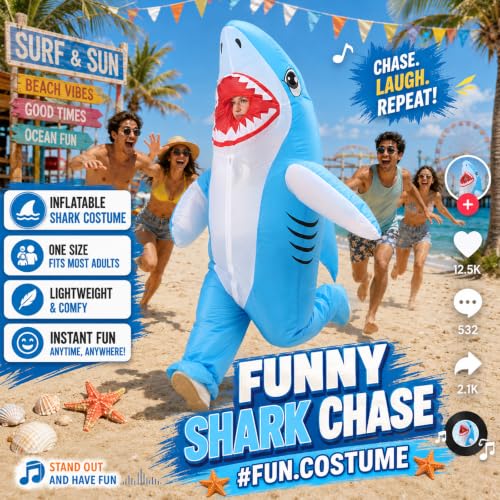 SCGLWCOS Inflatable Shark Costume for Adults Funny Blue Shark Blow Up Suit by SCGLWCOS - Used condition - Image 5