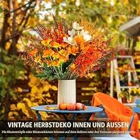 8 Bündel Herbstdeko Innen, Kunstblumen Herbst Wie Echt, Trockenblumen Herbst Dekoration, Herbstdeko Outdoor, für Tischdeko Tisch Fall Zuhause, Herbstblumen Draußen Künstlich, Autumn Kunstblumen – Ansicht 2