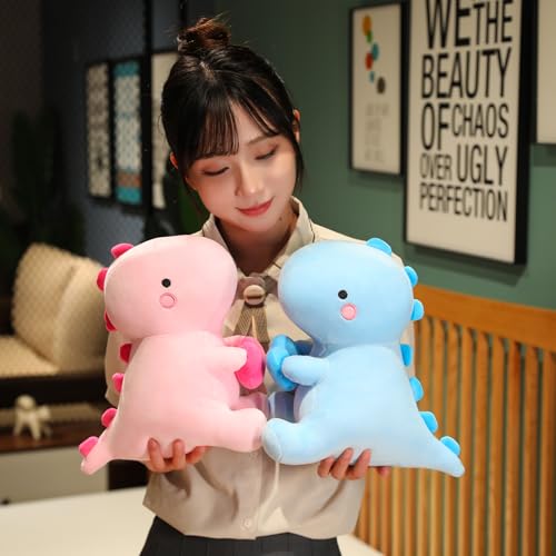 SQEQE Dinosaur Stuffed Animal, Loving Soft Dino Plush Toys with Holding Heart for Valentine Day, Sweet Romantic Anniversary Birthday Gift for Her Girls Boys Girlfriend Pink 30CM