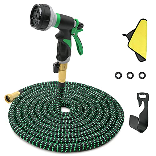 Garden Hose Expandable, Flexible Retractable Water Hose Pipe with 8 Function Nozzle and 3/4 inch Solid Brass Fittings, No Kink Outdoor Hose Pipe for Home, Garden, Patio, Car Washing (50 ft) Garden Hose Expandable, Flexible Retractable Water Hose Pipe with 8 Function Nozzle and 3/4 inch Solid Brass Fittings, No Kink Outdoor Hose Pipe for Home, Garden, Patio, Car Washing (50 ft)