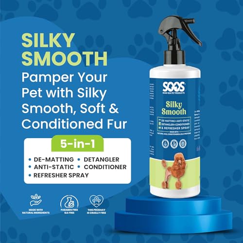 Image of Soos Pet Silky Smooth 5-in-1 Leave-On Conditioning Spray for Dog & Cat | Moisturizing, Anti-Itch, Softens Coat, Natural Ingredients | Pet Grooming Essentials - 500ml
