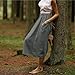 Women's Linen Midi Skirt Summer Cotton Pleated Flowy Elastic High Waisted Skirts Casual Loose Skirt with Pockets Gray XL