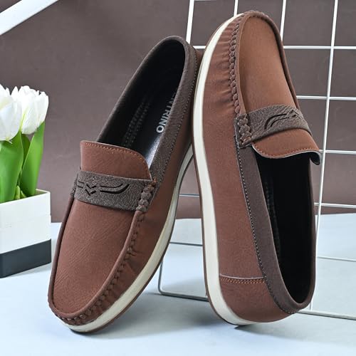 Image of Centrino Suede Loafers for Men | Shoes for Man Stylish | Casual Lightweight Slip-On | Cushioned Insole | Comfortable Moccasin Hand-Stitched Design | Mens Loafer Shoes Slip On for Man (9568)