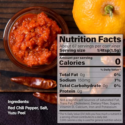Image of YAMASAN KYOTO UJI Yuzu Kosho Red Pepper Spicy Umami Paste 3.5oz | YAMASAN KYOTO UJI Yuzu Kosho Red Pepper Spicy Umami Paste - Extremely Hot Japanese Chili Condiment, Gluten Free, 100g