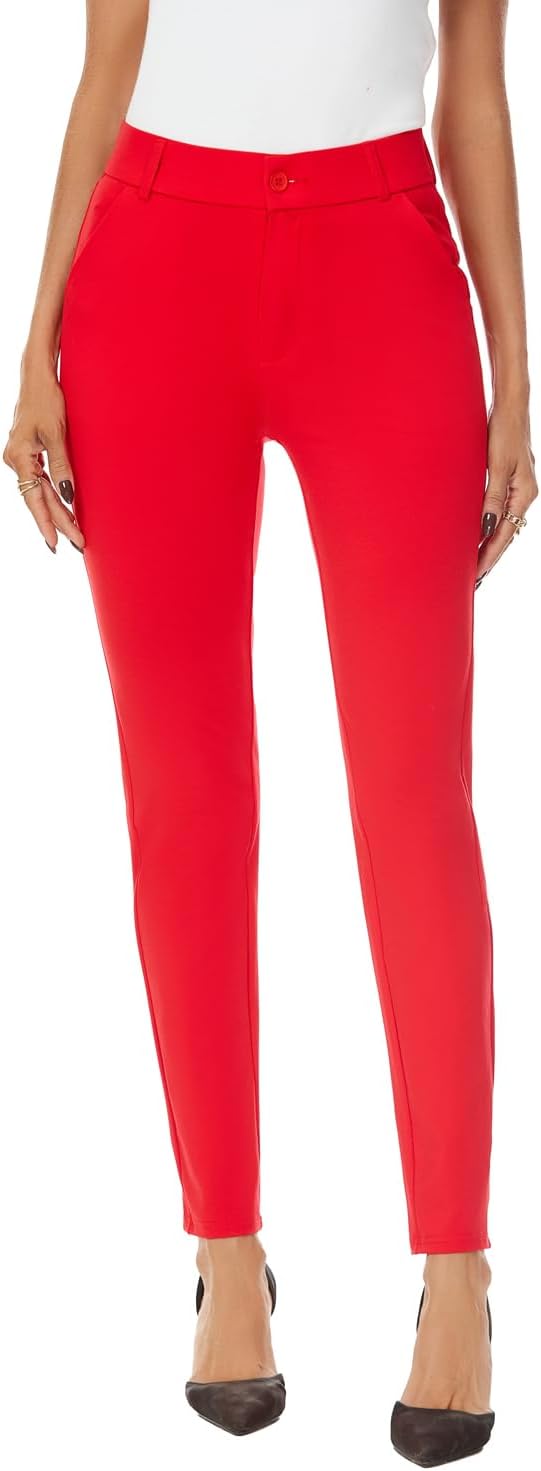 iChosy Women's High Waist Skinny Comfy Stretchy Work Pants with Pockets - Image 5