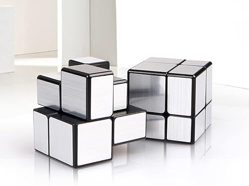 Miniatura 4 de Bukefuno QY - Espejo de juguetes de 2 x 2 bloques, cubo plateado, rompecabezas mágico de 2 x 2 pulgadas, espejo de velocidad, versión plateada