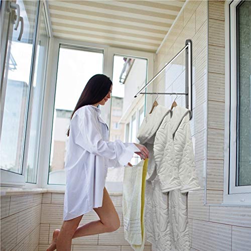 Stealth Hangers ,Retractable Clothes Rack - Wall Mounted Folding Clothes Hanger Drying Rack for Laundry Room Closet Storage Organization, Aluminum, Wall Decoration Hangers - Thumbnail 3