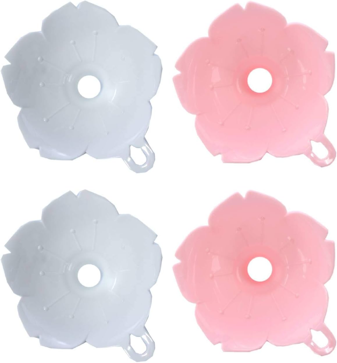 Saisn プラスチック製じょうご4点セット 花びら形じょうご キッチン用液体 スパイス パウダー 食品グレード Bpaフリー ピンクとホワイト 店