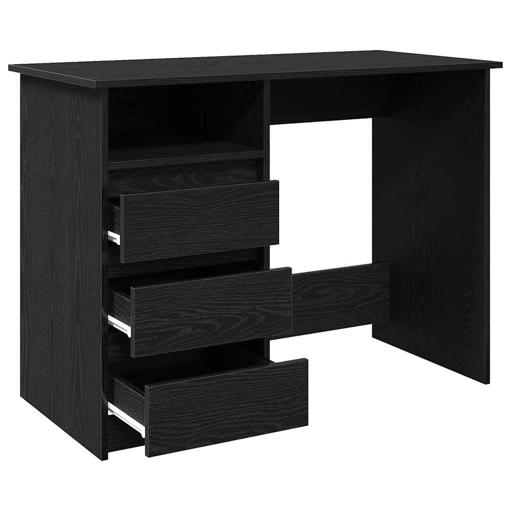 Hothingwell Biurko czarne 102x50x75 cm drewno konstrukcyjne | Gładka powierzchnia, łatwa do czyszczenia, duża przestrzeń do przechowywania, na etude lub salon