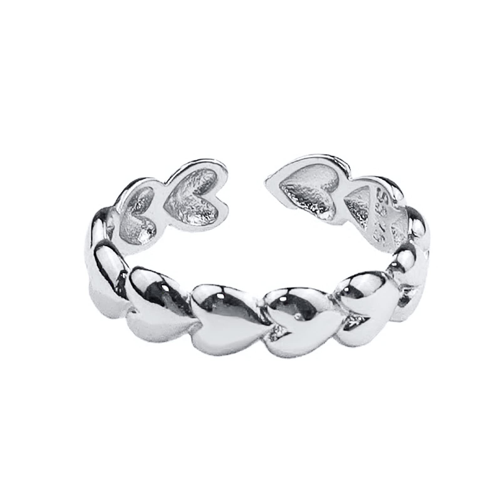 Desconocido Anillo de corazón ajustable para mujeres y niñas, fila de corazón de acero inoxidable, anillo abierto ajustable, joyería delicada de fiesta de boda, diseño útil