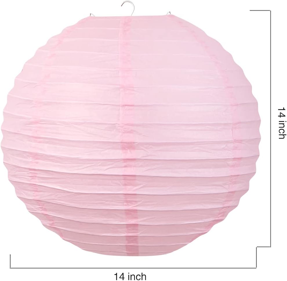 Chinese Style Paper Lanterns, Set of 12, Suitable for Party Decoration (Orange, 14in)