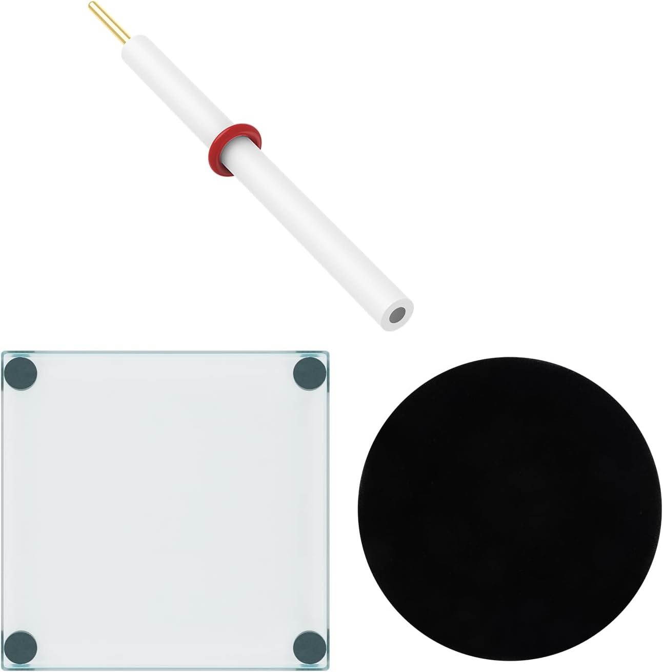 - stonylab Bundle–3 Items: Graphite Disk Electrode and Silk Velvet Fabric Metallographic Polishing Cloth and Glass Polishing Base