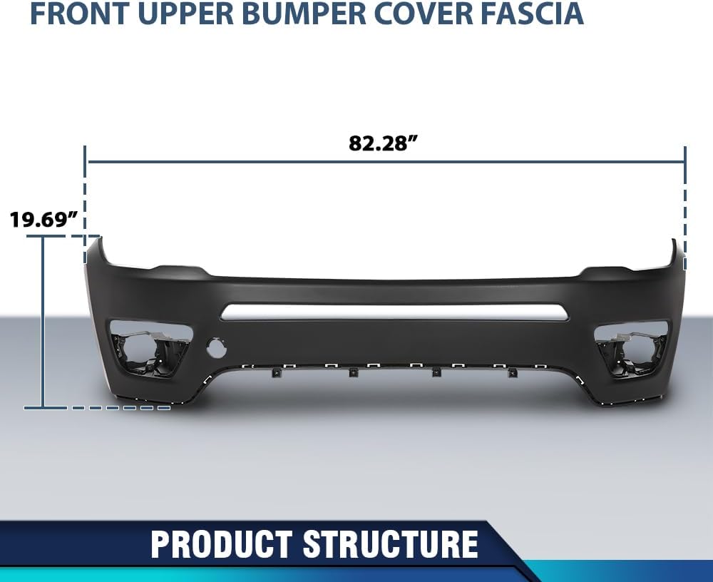 PIT66 Front Upper Bumper Cover Fascia Compatible with Jeep Compass 2017-2021, Fit for Models Without Upland Appearance Package 68499103AA, 68351154AA, CH1014124 Black