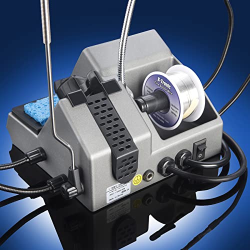 X-Tronic 3090-Pro-X – 75 W Soldering Iron Station – 5 Extra Tips, 2 Led Displays, Sleep Func, C/F, 3 Temp Presets, Mini Mag Lamp, 4 Helping Hands, Solder Sucker, Tweezers, Solder, Brass & Wet Sponges #TOP5