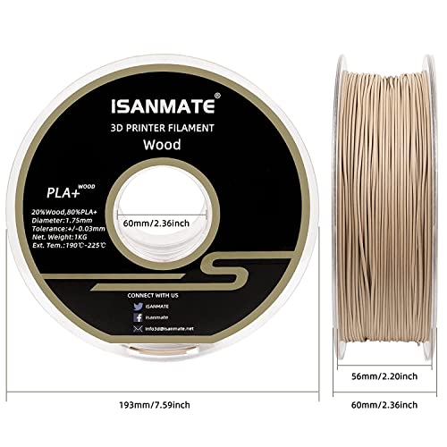 Isanmate PLA175-WOOD Filament 1.75Mm, Pla+ Wood Filament 1.75Mm, 3D Printer Filament 1Kg/Spool thumb #5