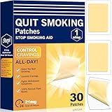 Nicotine Patches 21 mg - Step 1 Stop Smoking Aids That Work - Easy to Quit Smoking Patches - Each Patch Provides a 24-Hour Nicotine Transdermal System - That Work with 1 Weeks - 30 Count - A