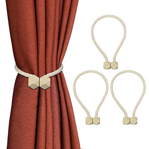 4 Magnétiques Attache Rideau sans Percage, 40CM Embrase Rideaux Aimanté, Embrasses à Rideaux Tressage, Attache Rideau Aimantée, Décoration pour la Maison et Le Bureau