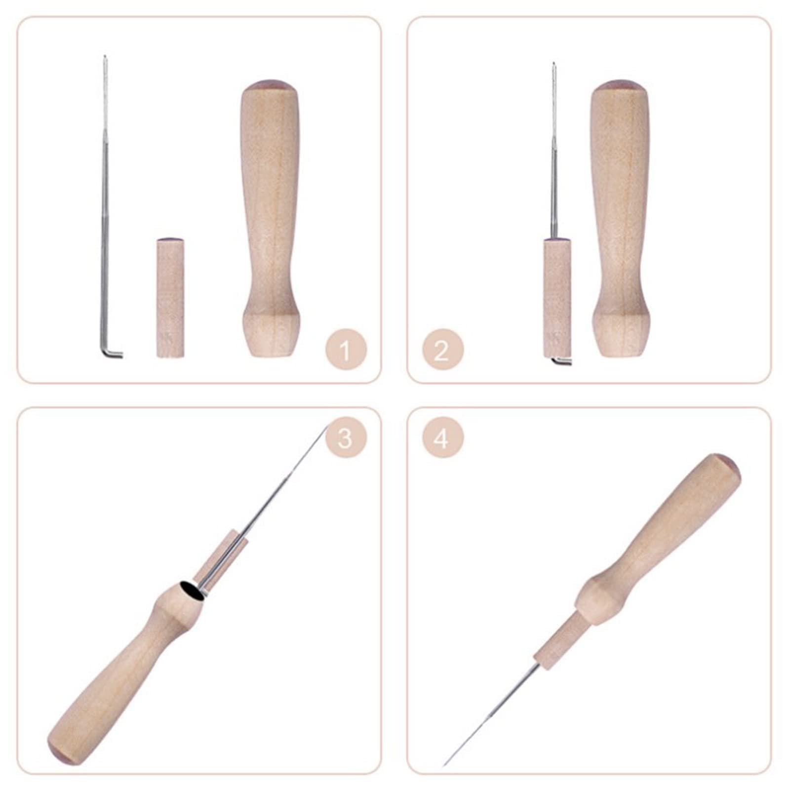 CLDURHGE Ago per infeltrimento Lana Set 39 Pezzi con 12 Aghi Fini 12 Medi 12 grossi, Manico in Legno, Protezioni Dita, bottigliette e Forbici per Fai da Te Felting Artigianato