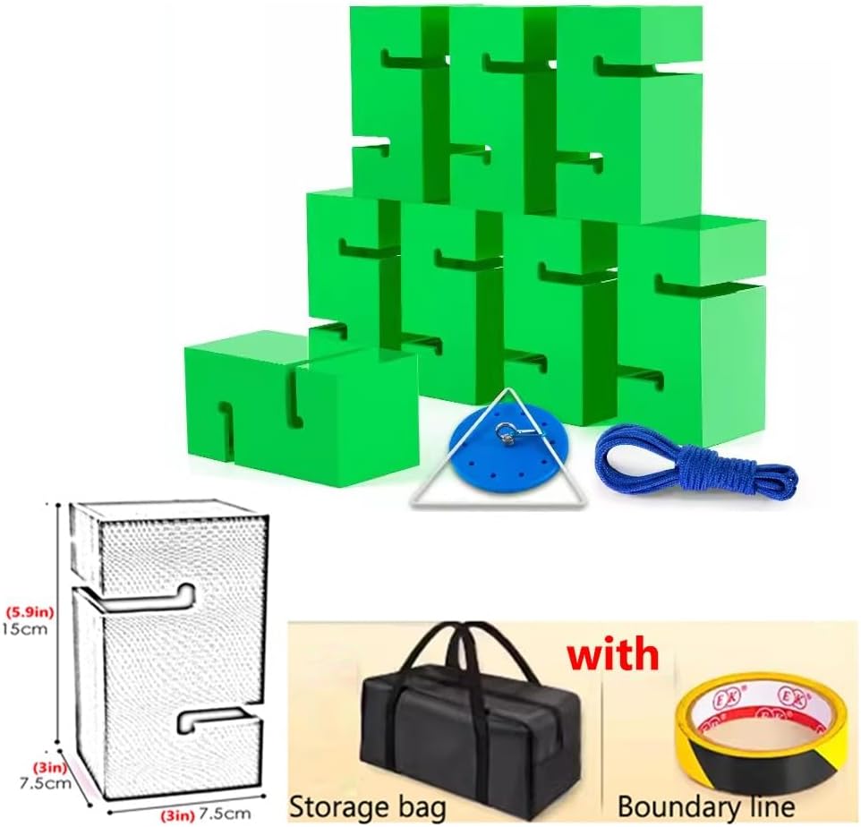 Team Building Games for Outdoor Activities, A Block Stacking Game Set for Adults and Children, Easy to Carry (Color : Green, Size : 8PCS)