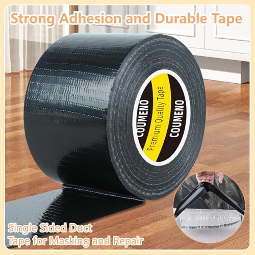 Image of Strong Adhesive Cloth Weather Stripping Tape 2in x 66FT Black - Weather Sealing Strip for Sliding Windows /Doors, Draft Blocker & Insulation, Soundproof Dustproof Waterproof Windproof