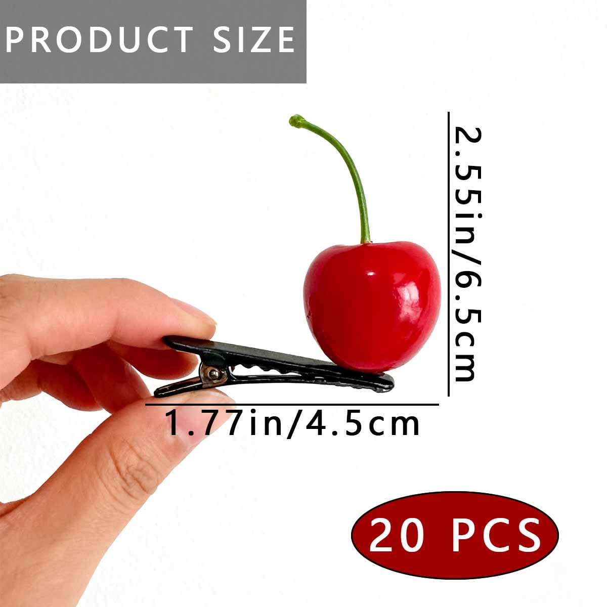 20 PCS Mini Cherry Hair Clip Cute Red Cherry Hair Pins Realistic Fruit Barrette Fashion Non Slip Winter Crocodile Clip Hair Accessory for Women Girls Kids Daily Christmas Hairstyle Decoration - Image 2