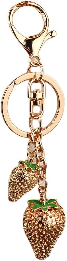 Strawberry Keychain with 2 Strawberries, Elegant Purse Accessories Bag Charms Cute Keychains for Women