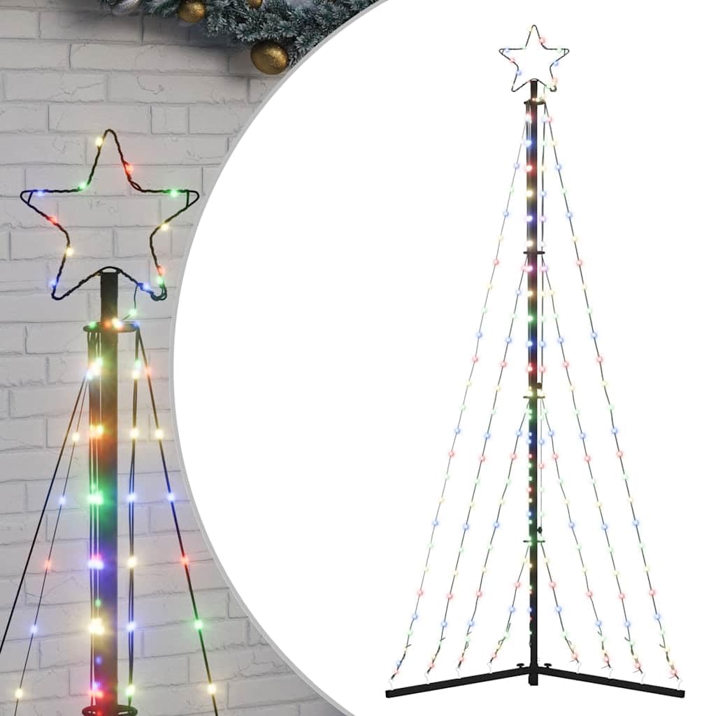 vidaXL LED Christmas Tree 339 LEDs Colorful 187 cm, Christmas Waterfall Tree Light, Star String Light, Xmas Decoration, Holiday Ornament