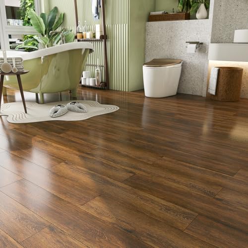 FunStick 90×15CM 35 Losetas Vinilo para Suelo Autoadhesivo Cocina Efecto Madera Marrón Baldosa Suelo Vinilo Autoadhesivo Baño Lavable Papel Adhesivo Madera para Suelo Baño Habitación Marrón Suelo PVC