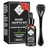 RAFFIN Beard Growth Kit, Upgraded Beard Growth Oil (2Oz) w/Maximum Thickening Biotin & Castor Oil for Spot/Patchy Beard, Achieve Fuller, Thicker & Healthier Beards, Gifts for Him Boyfriend Husband Dad