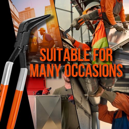 Image of SUZUME 3 Pack Hand Seamers Sheet Metal Tools, Metal Bender Hand Tool, Sheet Metal Bender - 𝗦𝘁𝗿𝗮𝗶𝗴𝗵𝘁, 𝟰𝟱𝗮𝗻𝗱 𝟵𝟬 with a Tool Box, for Roofing, HVAC, Drawer