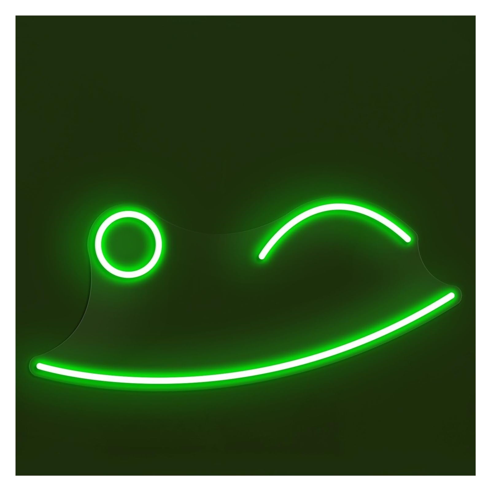 Menge Green Sign Lamp Wink Face Neon Sign, Suitable For Cafe Decor With Brightness Adjustable 30Cm(Green)
