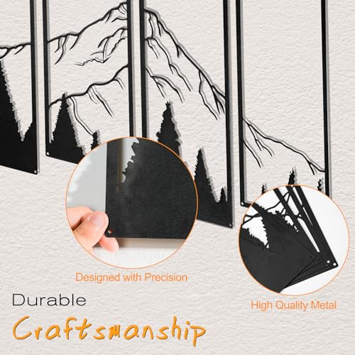 SEISSO 4 Pcs Metal Mountain Wall Art Black Mountain and Forest Wall Decor Line Drawing Metal Wall Sculptures Minimalist Rustic Nature Wall Art Decor for Living Room Office Bedroom Home 17 x 7.5 In — view 5