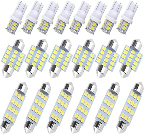20 PCS Car Interior Lights, Automotive Replacement Lighting Products for Dome Map Reading Trunk Courtesy License Plate Lights,Soft Bright White 6500K LED Bulbs(White)