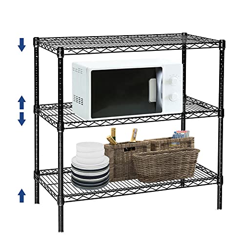 3 Tier Wire Shelving Unit, Adjustable Wire Rack, Metal Storage Shelves for Kitchen, Pantry, Laundry, Bathroom, Closet (13.5