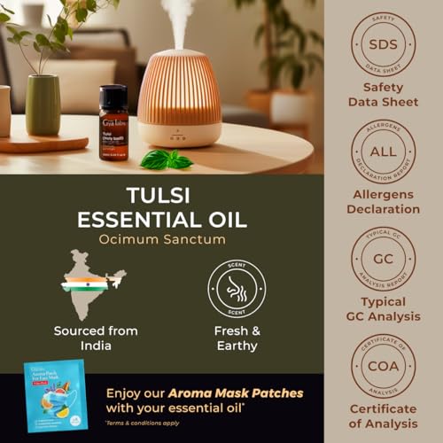 Image of 100% Pure Holy Basil (Tulsi) Essential Oil - 0.34 Fl Oz - Holy Basil (Tulsi) Oil for Hair, Skin, Diffuser, Aromatherapy & DIY Candle Making Scent