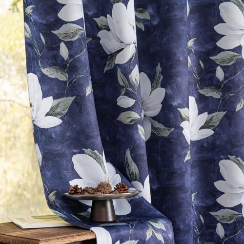Image of MYSKY HOME Floral 95% Blackout Curtains 45 Inches Long 2 Panels Purple