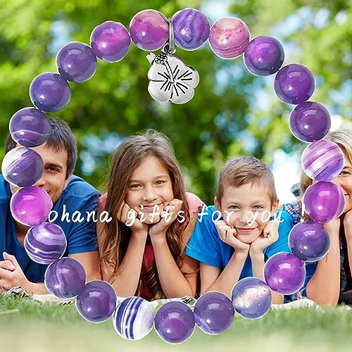 Image of MollyQueen Ohana Means Family Ohana Bracelet Ohana Gifts Ohana Jewelry Hibiscus Flower Charm Bracelet Hawaiian Bracelet for Family Jewelry Family Reunion Gift (Ohana Bracelet lazurite)