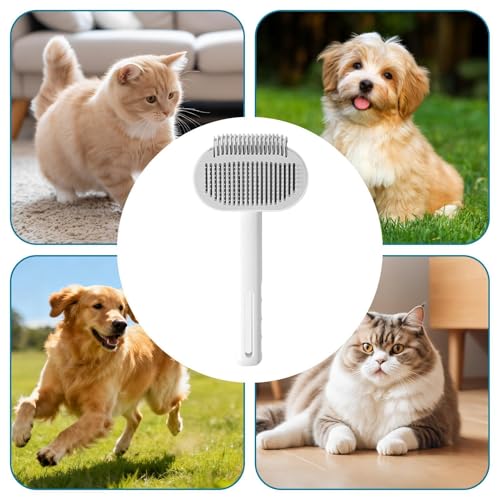 Cepillo para perros autolimpiante que desenreda mantos gruesos sin tirones 5