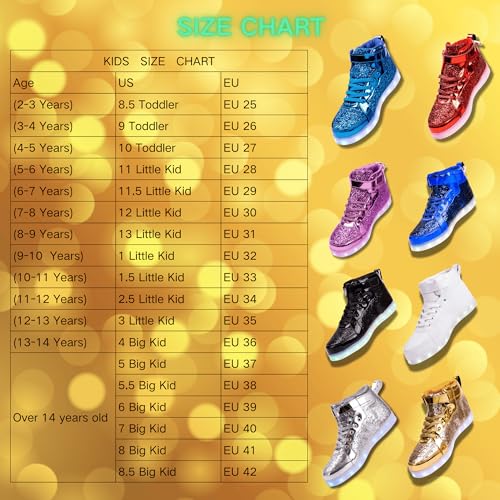 Image of Glitter Led Shoes Light Up Shoes High Top Sneakers for Women Men Flashing Dancing Shoes for Halloween Christmas Party with USB Charging