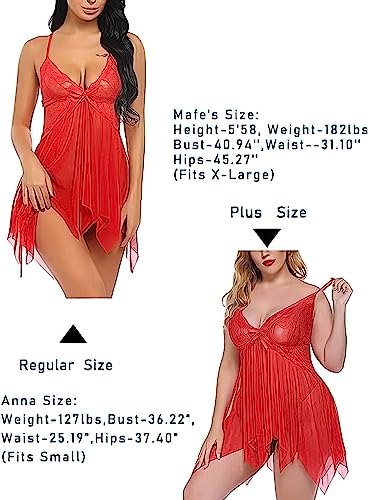 Image of Nightwear for Girls - Babydoll Lingerie for Women - Lace Sleepwear Dress - Honeymoon Nightwear