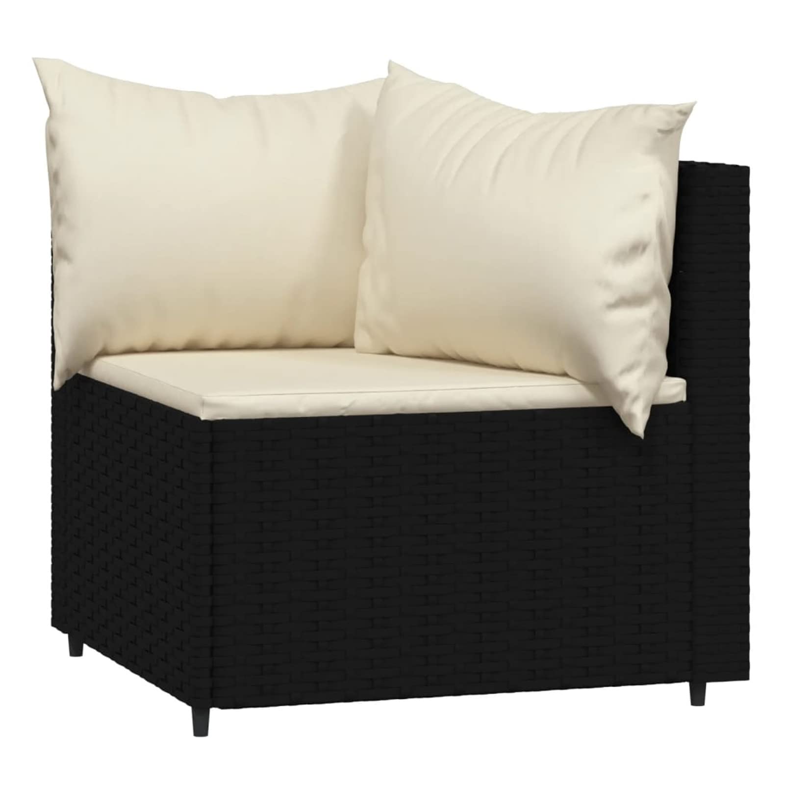 Divani Angolari da Giardino, con Cuscini in Polyrattan Nero e Bianco, Struttura in Acciaio Verniciato a Polvere, Set da 2 Pezzi, 63x63x57,5 cm, per Esterno e Terrazza