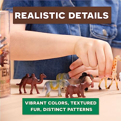 Terra by Battat – 60 Pcs Wild Creatures Tube – Realistic Mini Animal Figurines – Lion, Hippo, Tiger, Bear & More Safari Animals – Plastic Educational Toys for Kids and Toddlers 3 Years + - Image 5