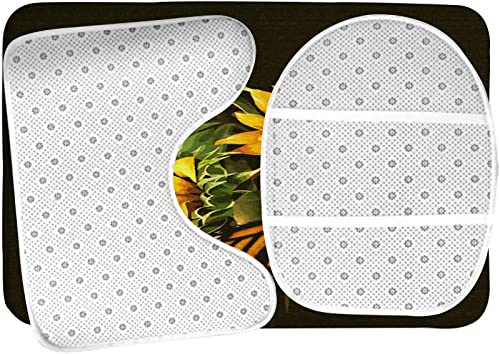 Badezimmerteppich-Set, 3-teilig, Sonnenblumen- und Schmetterlingsfoto, waschbare Badeteppiche, rutschfest, mit Rückenpolster, Konturteppich und Toilettendeckelbezug – Bild 6