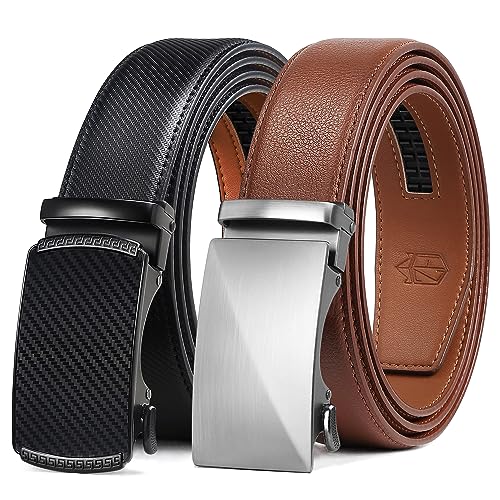 Image of Zitahli Leather Ratchet Belt for Men - 2 Pack Mens belt,Customizable Fit